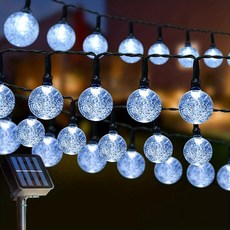 야외 전구 1 팩 64FT IP65 글로브 태양열 태양광 스트링 조명 100 LED 8 모드 할로윈 실외, 7) White  5M  16FT