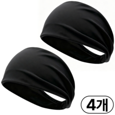 딥루트 스포츠 땀흡수 헤어밴드, 4개, 블랙+블랙