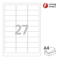 아이라벨 CL239 A4 스티커 라벨지 흰색 모조, 27칸, 50개