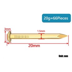 1 5mm/2 0mm 20g 미니 황동 및 못 제작 구리 (금색) 머리 둥근 모형 목공 DIY 공예용, 1 5x20x3mm