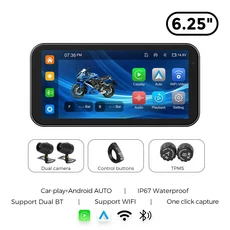 NaviFly 25 인치 무선 Carplay 안드로이드 자동 오토바이 IPX7 BT 헬멧 네비게이션 디스플레이 화면 휴대용 DVR TPMS, SWC DVR