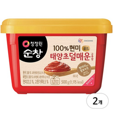 청정원순창 100% 현미 골드 태양초 덜매운 고추장, 500g, 2개