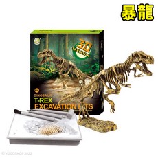 3D恐龍化石考古挖掘 侏羅紀恐龍拼裝模型 暴龍霸王龍三角龍, 1套