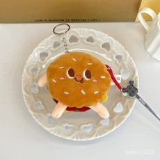 부드러운 촉감 미니 인형 가방 장식 귀여운 봉제 음식 재미있는 시뮬레이션 케이크 인형 디저트 장식 가방 장식 스시 선물 캐릭터 키링, 6-15cm, 햄버거