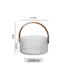 圓形提籃 冰桶 果盤 水果盆 茶桶 容器 便攜, 1個, 1200ml透明