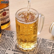 DFMEI 啤酒玻璃杯玻璃加厚家用杯子茶杯啤酒杯耐低溫喝水啤酒專用水杯飲, 1個