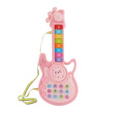 卡通兔子造型兒童音樂吉他玩具 寶寶早教益智樂器, 粉色, 1個