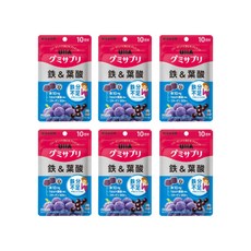 UHA Mikakuto 구미 서플리먼트 철분 & 엽산, 6개, 20정