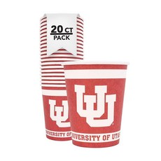 Desert Cactus University of Utah 종이컵 UU Utes 20개 255.1g(9온스) 콜드 음료 컵 테일게이트 졸업 및 이벤트용 (디자인 A) 256, Desert Cactus University of Ut