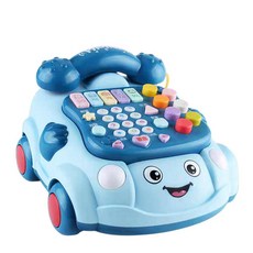 電話玩具車 音樂故事打地鼠 聲光早教益智學習 兒童玩具, 藍色, 1個