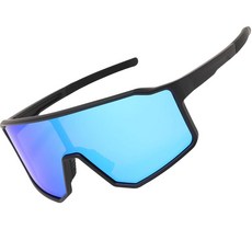 RAVI EYE 아이WEAR 이어 편광 스포츠 선글라스 - TR90 프레임 UV400 TAC 렌즈 남성 및 여성용 사이클링 달리기 낚시 야외 사용 블루 미러 / 블랙