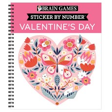 (영문도서) Brain Games - Sticker by Number: Valentine's Day Spiral, Publications International,...