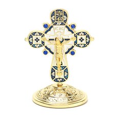 탁상용 십자가 큐빅 블루 기도 천주교 성물 P0000EWR, 1개