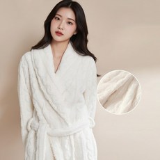 극세사 호텔 커플 겨울 샤워가운, 화이트, 여성용, 1개