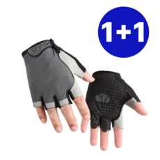 라세르 남자 여름장갑 메쉬 운전 등산 햇빛차단 반장갑, 그레이+그레이, 1개