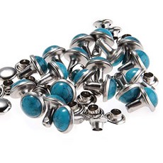 블루 터키석 리벳 스터드 DIY 가죽 공예 가방 신발 팔찌 의류 100 세트, 6mm-100pcs