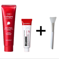 메디필 레드 락토 콜라겐 물광 랩핑마스크팩 + 멜라논 엑스크림 2.0 + 실리콘붓 (1세트) PDRN 기미 링클 타이트닝 케어, 1개, 1개입