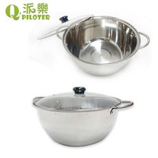 派樂304不銹鋼湯鍋含玻璃蓋-大容量火鍋 適用瓦斯爐 電磁爐-口徑可搭配派樂萬用蒸盤及蒸鍋使用 台灣製造, 1個, 28cm