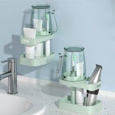 탑이지몰 다용도 욕실 칫솔꽂이 치약 거치대 양치컵 세트, 그린, 1개