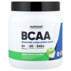 뉴트리코스트 Nutricost 운동 능력 BCAA 그린 애플 540g1.2lb124520원산지:기타, 1개, 540g