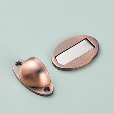 MUCHENG 鋅合金隱形門吸 衛生間防撞阻門器, 橢圓地吸-紅古銅(配膠+螺絲):如圖