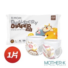 韓國MOTHER-K頂級超薄瞬吸玩睡褲體驗包，超薄透氣，瞬吸乾爽，寶寶舒適好眠, 1個, 黏貼型-X L(1片)