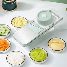 돌아라 가정용 만능 채칼 채썰기 편썰기 6종 세트 스텐통, 그린, 1개