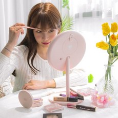 나비 NV53-CMR7 조명화장거울 탈착식 5배 확대경 LED 무드등, 핑크