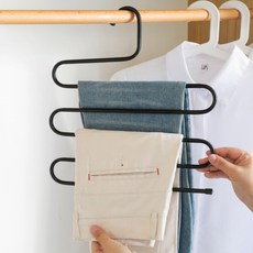 데일리프렌즈 5단 논슬립 다용도 바지걸이 옷걸이, 3개, 블랙