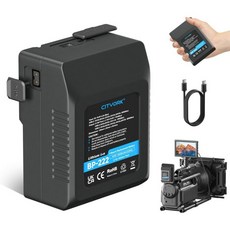 시티오크 충전식 미니 V 마운트V 락 배터리 15000mAh222W 14.8V 리튬이온 카메라 캠코더 비디오 조명용 XDCAM 디지털 시네마 및 기타 캠코더와 호환, 시티오크 충전식 미니 V 마운트V 락 배터리 15000