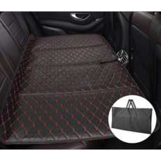 천끝 자동차 뒷자석 매트 접이식 차박 매트리스, 레드스티치