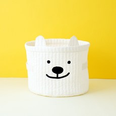 루뚜뚜 아기 강아지 장난감 패브릭 누빔 수납 바구니, 곰, 1개