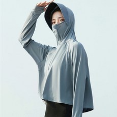 투니스 여성 단색 집업 망토 루즈핏 래쉬가드 긴소매 후드 재킷