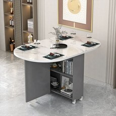 조리대 접이식 주방 화이트 직사각형 테이블 보조, 1.2m 스노우 화이트+스카이그레이/빅원형 식탁