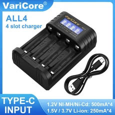 충전지 VariCore ALL8 USB Type-C 1.2V Ni-MH AA/AAA 리튬 이온 이온14500/10440 LCD 스마트 배터리 충전기, 02 ALL4