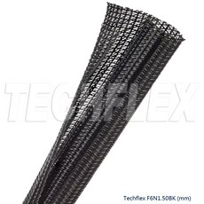 Techflex F6N1.50BK (38.1mm) 捲繞式包覆編織套管 (隔離網/編織網) 黑色 - 1公尺, 1個