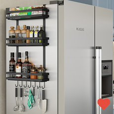 냉장고 벽걸이 고리형 2단 3단 주방 수납 선반 정리대, 냉장고선반 3단 고리형, 냉장고선반 3단 고리형, 1개