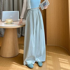 투니스 여성 루즈핏 하이웨이스트 와이드 캐주얼 데일리 긴바지