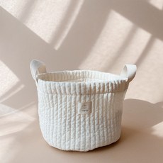 돗투돗x마롤로뜨 누빔 아기 바구니 장난감바구니 기저귀, 아이보리 - 누빔 바구니