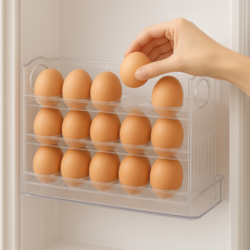 라리에 공간활용 계란트레이 30구 보관함, 3단, 1개, 크리스탈그린