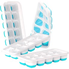 뚜껑이 있는 DOQAUS 얼음 큐브 트레이 - 냉동고 BPA 및 LFGB 안전 주방 RV 칵테일 커피 수프 음식을 위한 4팩 스택형 실리콘 4종 간편한 출시