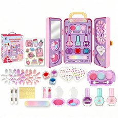 SUUNI 색조 장난감 소녀 메이크업 박스 공주 화장대 모조 화장품 세트, 1세트, 퍼플 C 세트