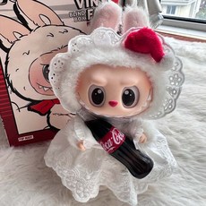 [국내 배송] LABUBU 라부부 인형 옷 의상 소품 액세서리 꾸미기 세트, 04 화이트 레스 세트(치마+머리띠), 1개