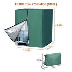 275 갤런 IBC 토트 커버 야외 실버 그린 블랙 지퍼 포함 1000L 물 탱크 폴리에스터 다목적, 02 Green zipper 210D, 1