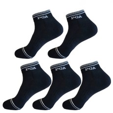 PGA 男性緩震壓力短筒高爾夫襪 5雙, 黑色