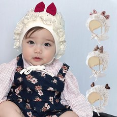 몽실이 타이니 프린트 베이비 보넷 아동 유아 아기 모자 귀달이장식 신생아 여아 남아