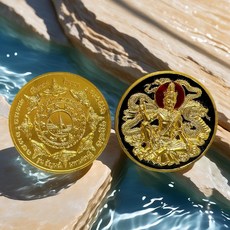 龍婆龍耐 澤度金 佛牌 2550 招財 事業 防小人, 1個, 黃銅黑底裸牌中模, 黃銅黑底, 中模