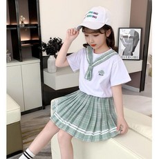 女童夏季套裝 學院風兒童套裙兩件套
