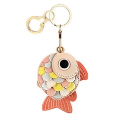 BORKUANA 에어태그와 호환되는 가죽 키체인 홀더 케이스 키링과 랜야드가 있는 귀여운 보호 커버 지갑 열쇠 가방 반려동물용 긁힘 방지 파인더 GPS 트래커 케이스(블, 금붕어 B