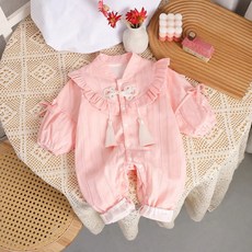嬰兒連體衣春季衣服新生兒春秋女寶寶外出服公主百天長袖滿月哈衣